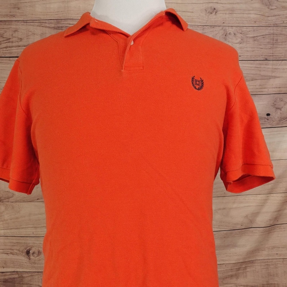 Chaps Polo Shirt‎ Mens L Orange Cotton Embroidered Logo Casual Solid Knit